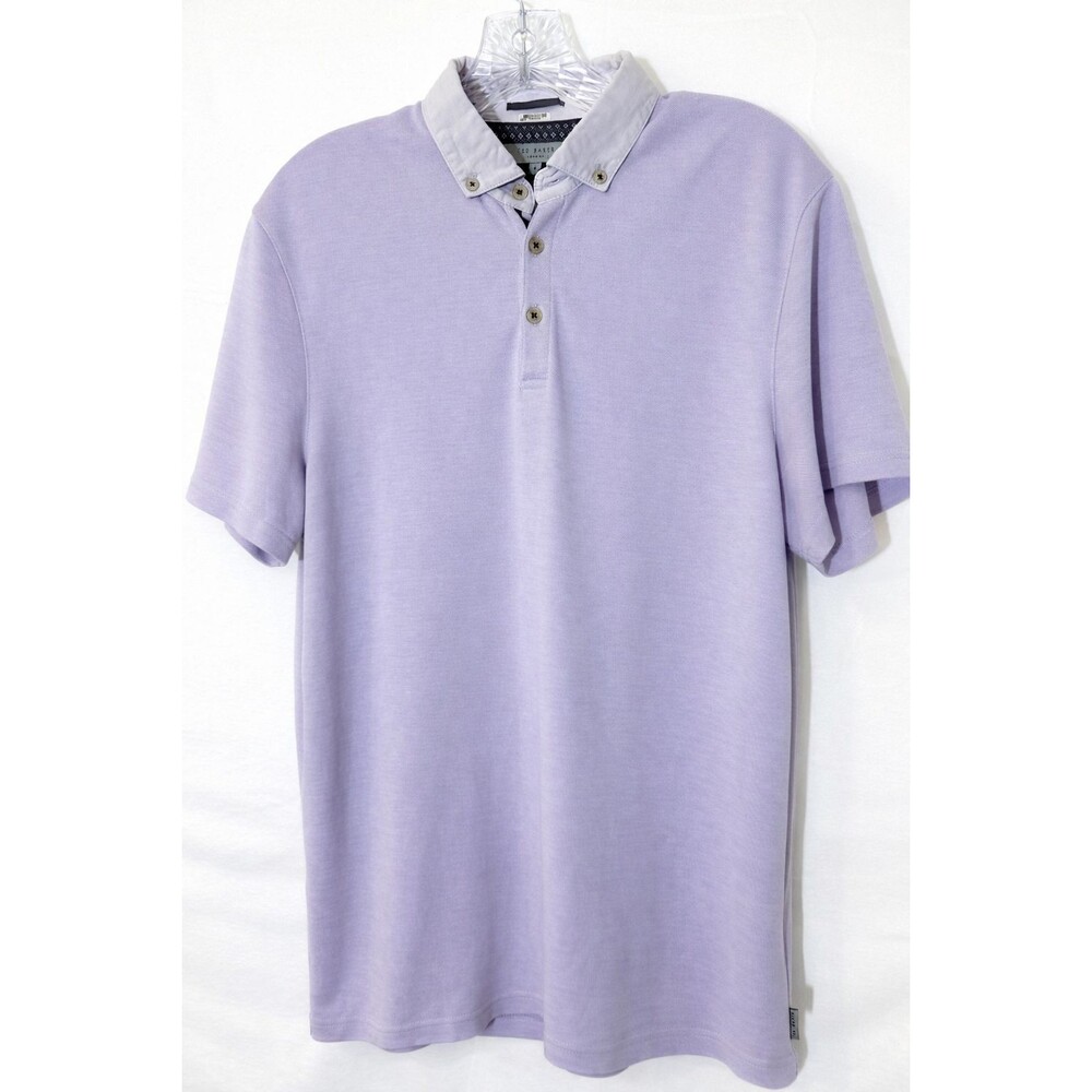 Ted Baker London Polo Shirt Lavender Purple Short Sleeve Button Size 4 (XXS‎ US)